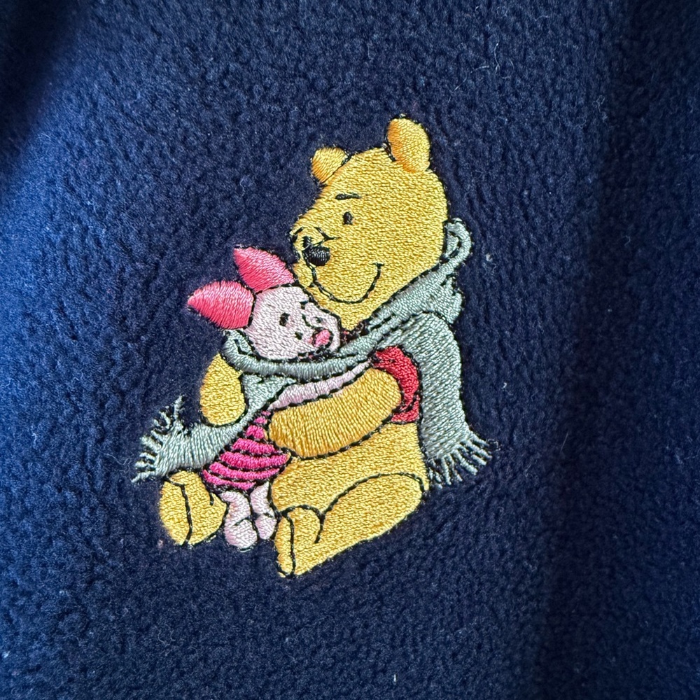 Winnie the Pooh Women’s 3X Navy Blue Fleece Zip Front Vest Embroidered Piglet
